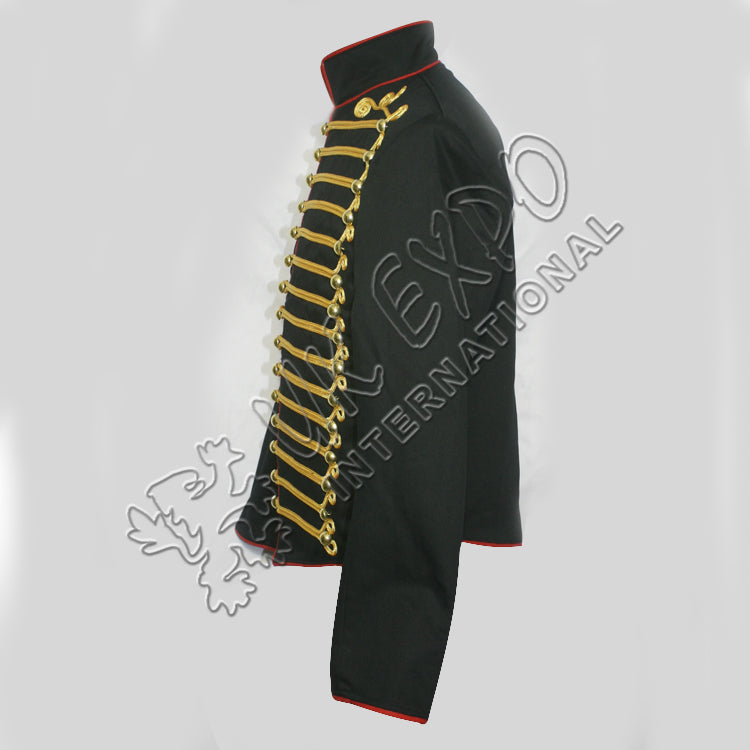 Steampunk Hussar Jacket Black with Red Edging