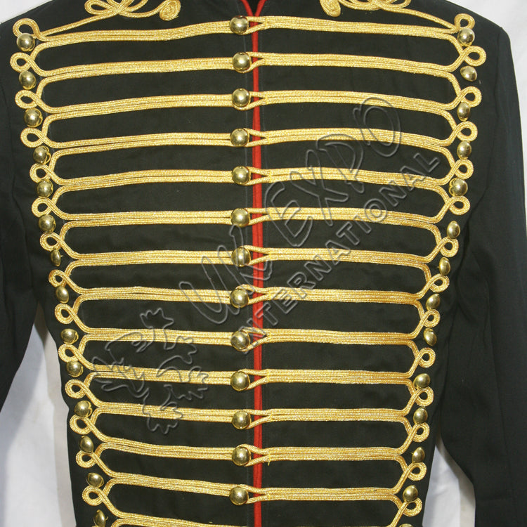 Steampunk Hussar Jacket Black with Red Edging