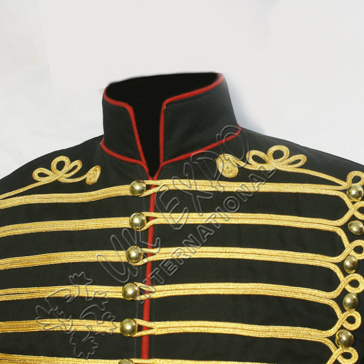 Steampunk Hussar Jacket Black with Red Edging