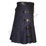 Stylish Blue Cotton Utility Kilt