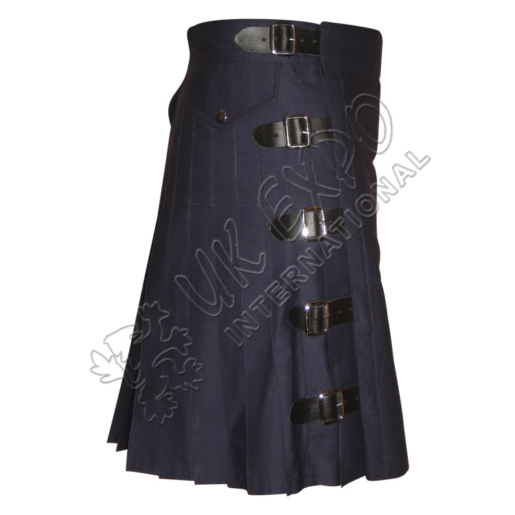 Stylish Blue Cotton Utility Kilt