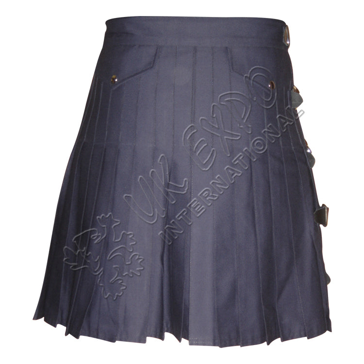 Stylish Blue Cotton Utility Kilt