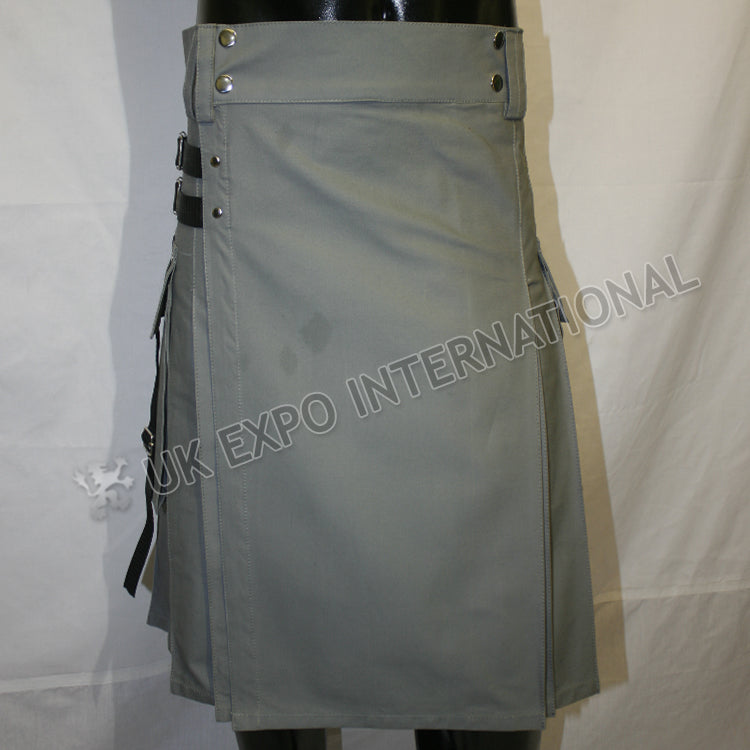 Men Gray Simple PC Tactical Webbing Utility Kilt