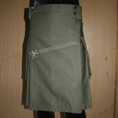 Dark Olive Heavy Canvas Utility Kilt