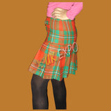 Spring Green And Orange Tartan Mini Fashion Skirt