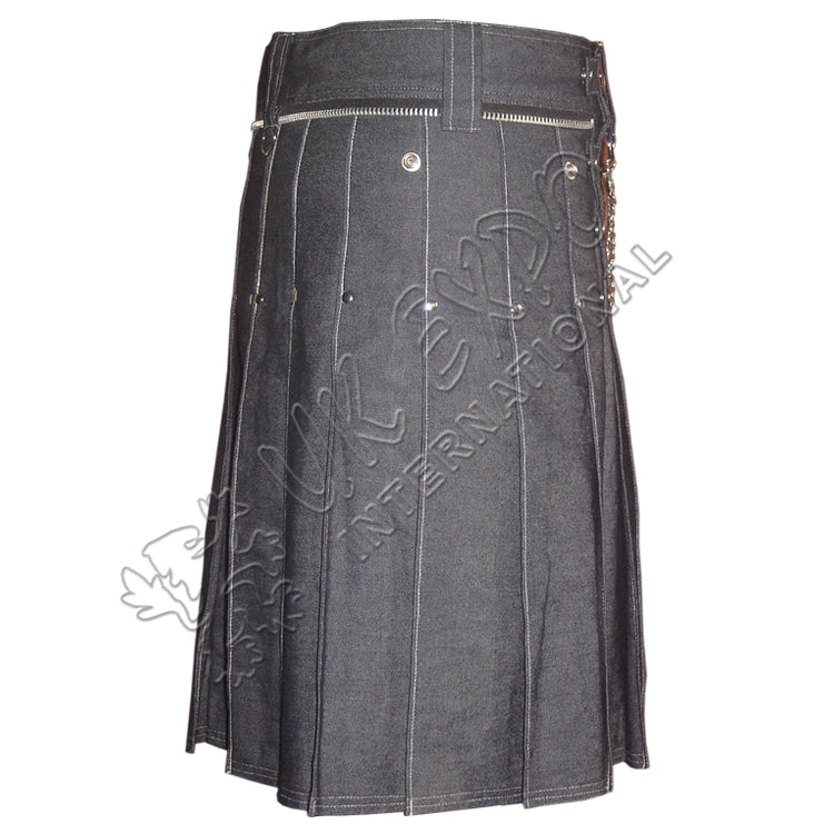Blue Denim Jeans Fashion Kilt