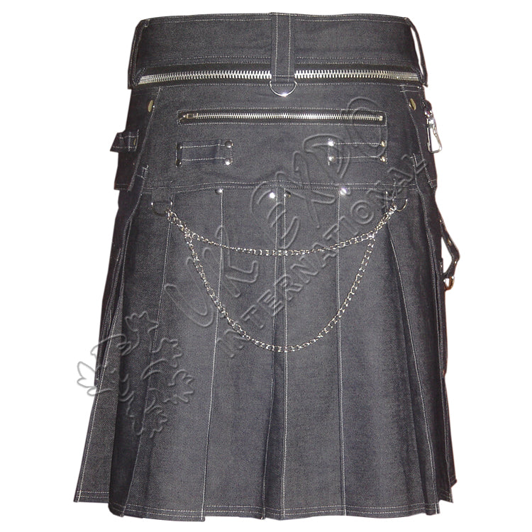 Blue Denim Jeans Fashion Kilt