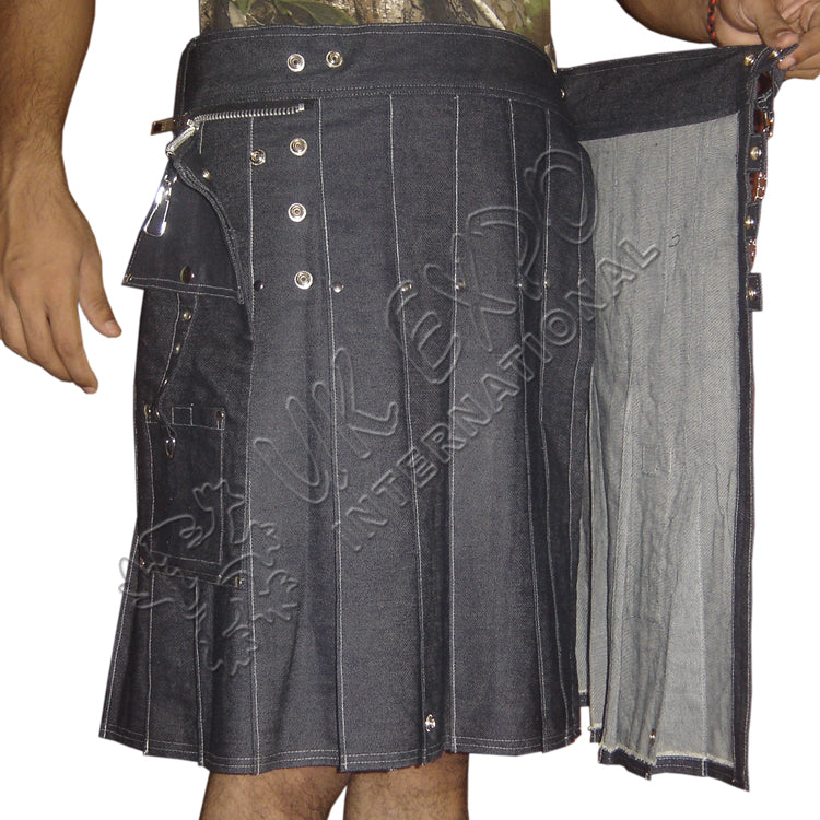 Blue Denim Jeans Fashion Kilt