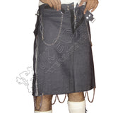 Jeans Hybrid Zipper Closing Pleat Dashing Kilt