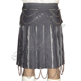 Jeans Hybrid Zipper Closing Pleat Dashing Kilt