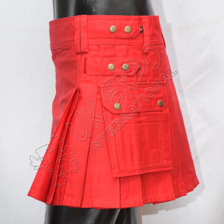 Red Women Utility Kilt