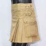 Khaki Women Short Cargo Style Utility Kilt
