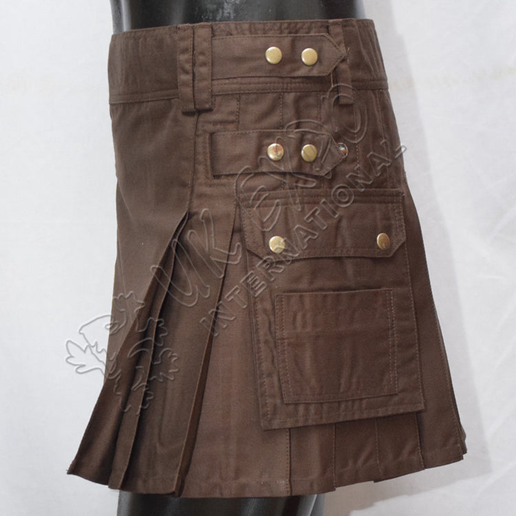 Chocolate Brown Women Utility Kilt