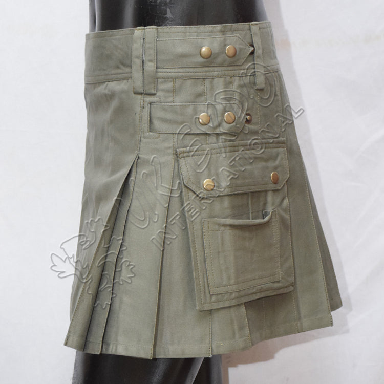 Olive Color Ladies Utility Kilt