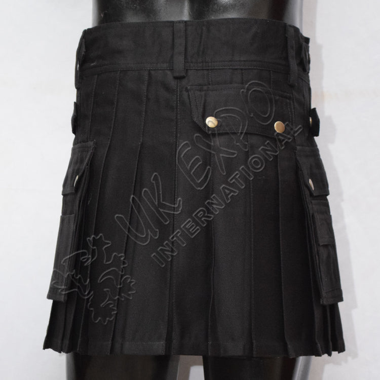 Black Women Utility Kilt With Straps