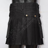 Black Women Utility Kilt With Straps