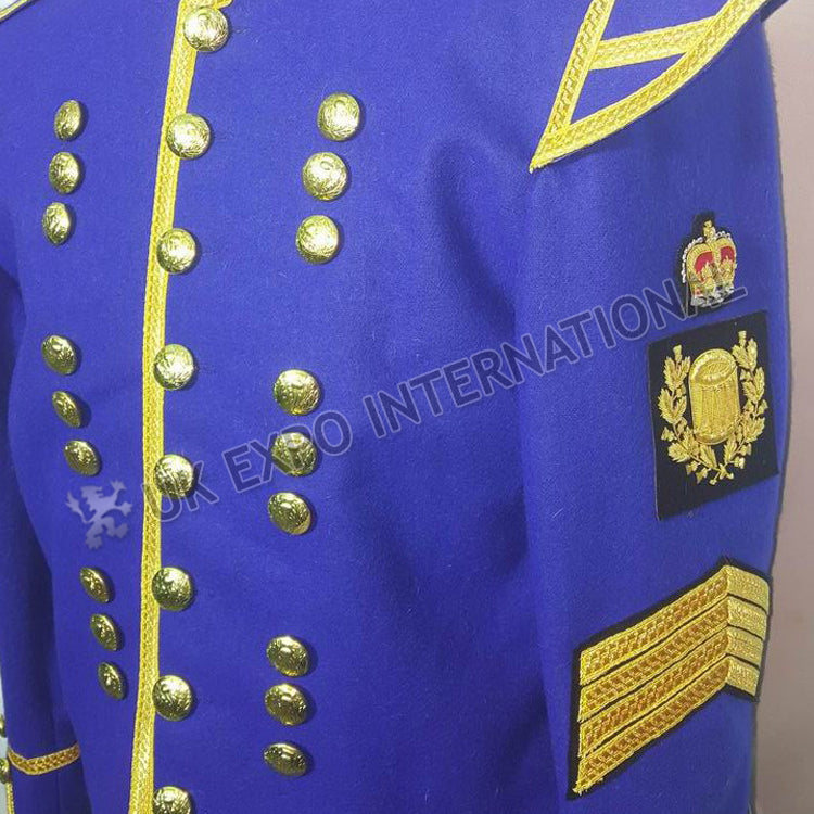 Royal Blue Pipe Band Doublet With Gold Braid & Badges