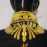 British Court Levee Black Wool Gold Bullion Zari Hand Embroidery Coat
