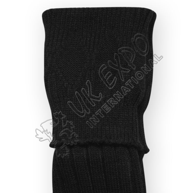 Rhombus Cuff Black Color Kilt Woolen Socks