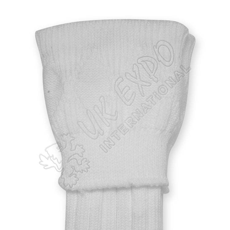 Rhombus Cuff White Color Kilt Woolen Socks