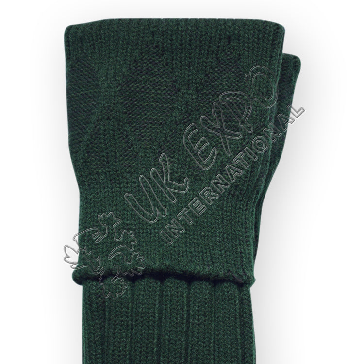 Rhombus Cuff Green Color Kilt Wool Socks