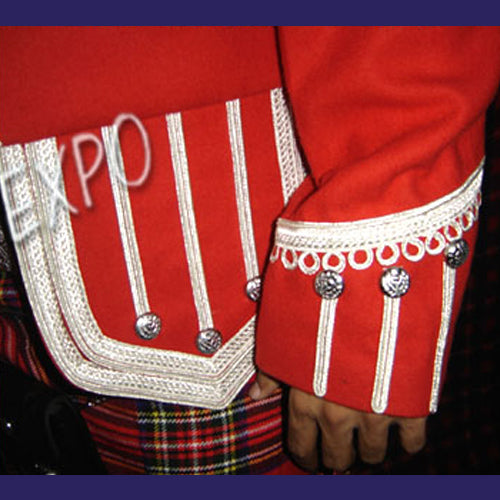 Red Blazer With Silver Braided Doublet Round Buttons