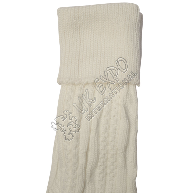 Celtic Charm Cream Cuff Socks With Intricate Knot Chain
