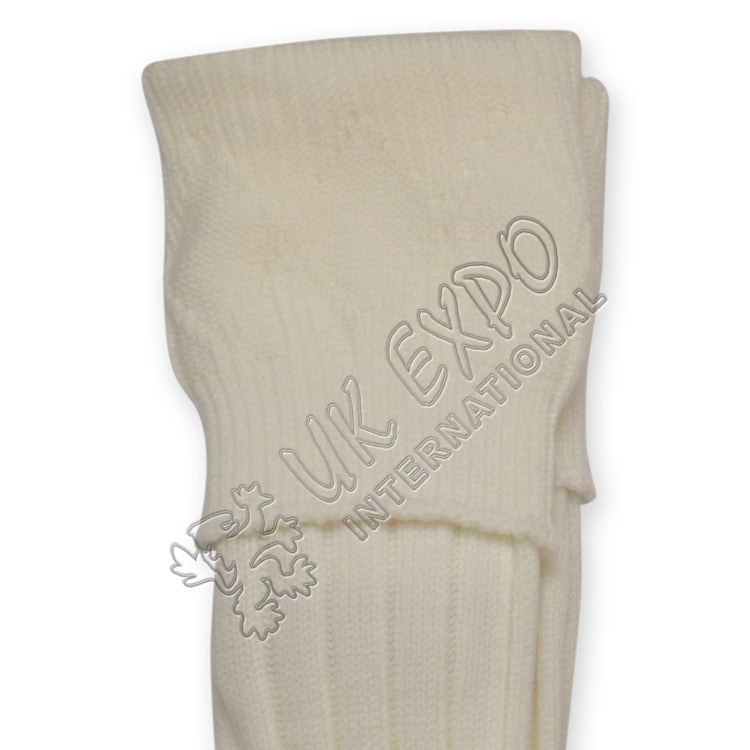 Rhombus Cuff Cream Color Kilt Woolen Socks