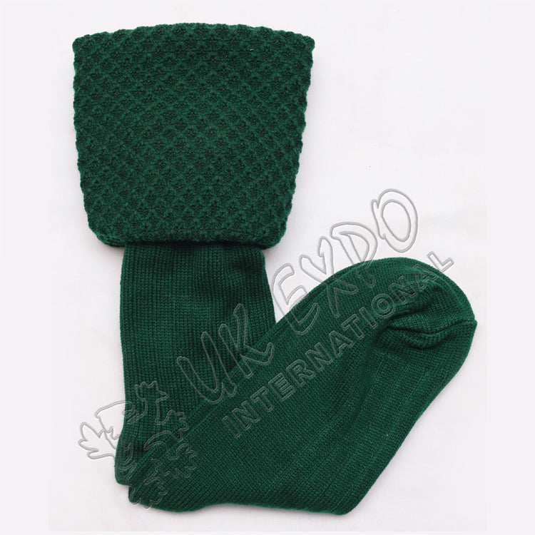 Green Scottish Diamond Cuff Kilt Hose Socks
