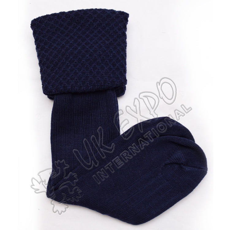Diamond Dark Blue Cuff Men Scottish Kilt Socks