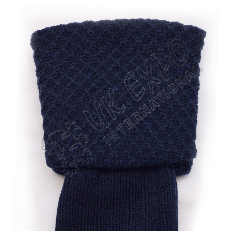Diamond Dark Blue Cuff Men Scottish Kilt Socks