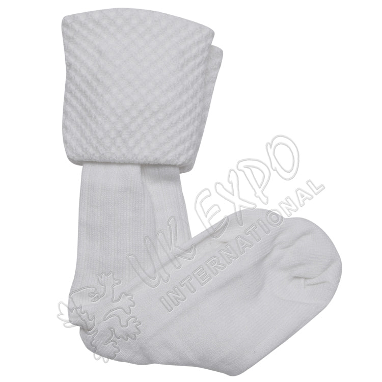 Highland Style Men White Diamond Cuff Kilt Socks