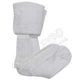 Highland Style Men White Diamond Cuff Kilt Socks