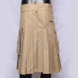 Men Deluxe Khaki Utility Kilt