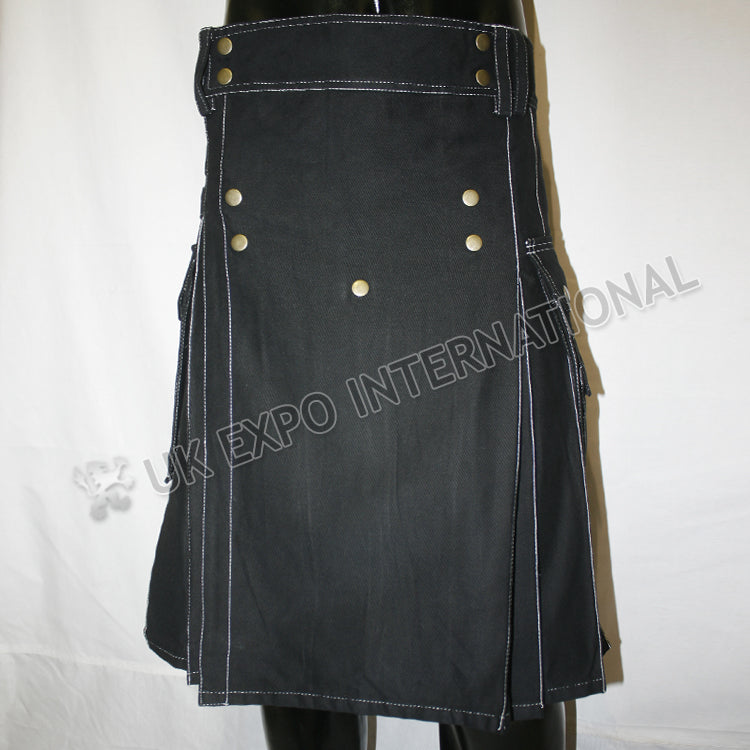 White Thread Magic Black Utility Kilt