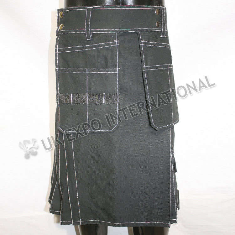 White Thread Black Hybrid Utility Kilt