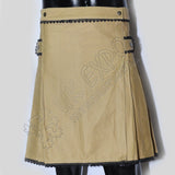 Ladies Khaki PC With Black Lace Utility Kilt