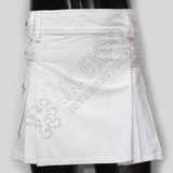 Ladies Utility Kilt White Cotton