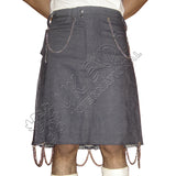 Jeans Hybrid Zipper Closing Pleat Dashing Kilt