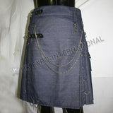 Active Men Blue Denim Utility Kilt