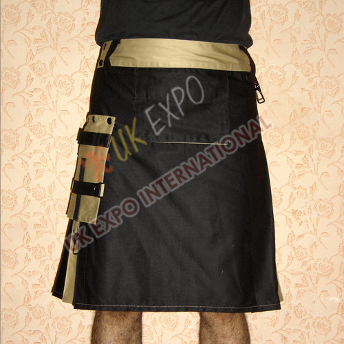 Black Hybrid Khaki Two Tone Utility Kilt