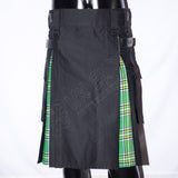 Black With Irish National Tartan Hybrid Utility Kilt