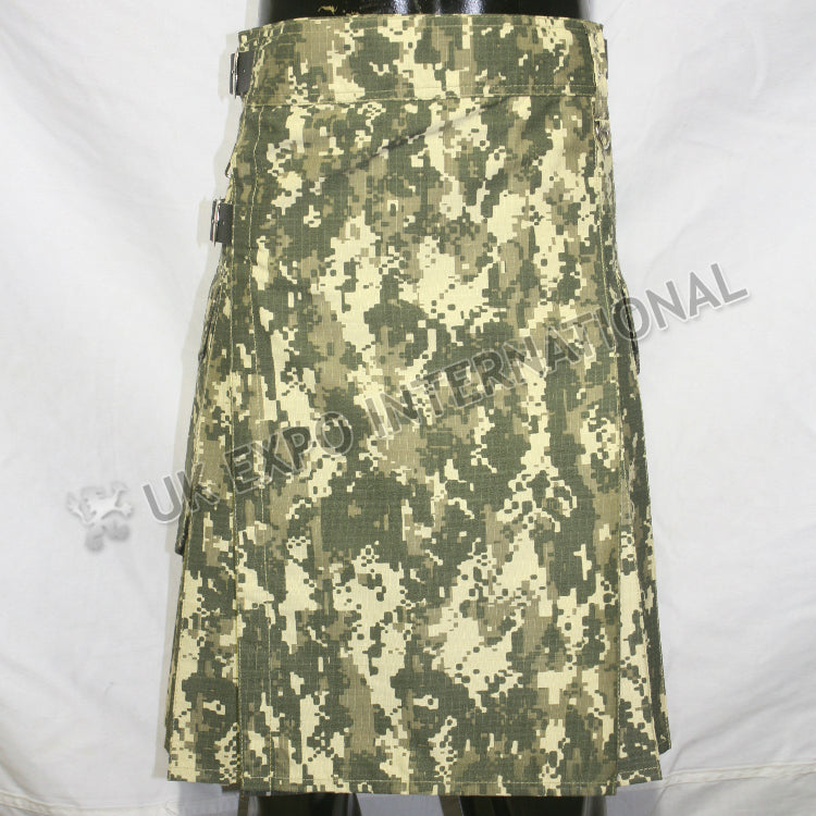 Green Digital Des Camouflage Utility Kilt