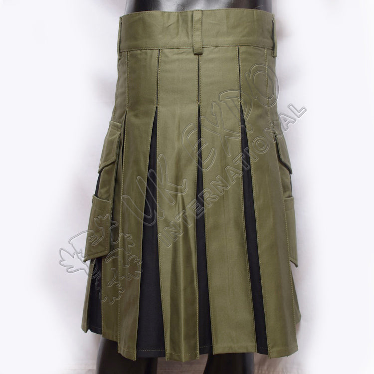 Olive Hybrid Black Decent Box Pleat Utility Kilt