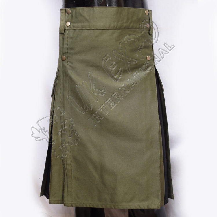 Olive Hybrid Black Decent Box Pleat Utility Kilt