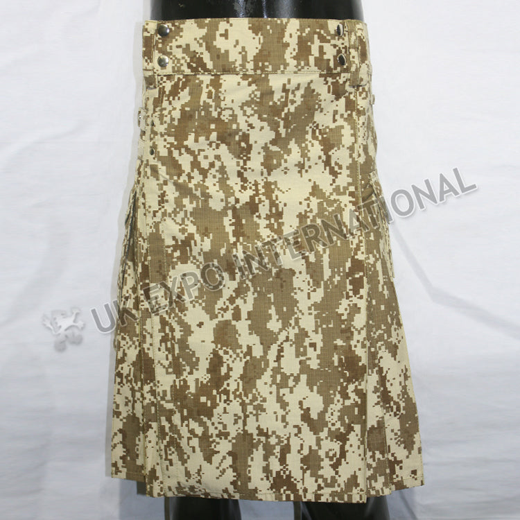 Brown Des Fashion Camouflage Utility Kilt