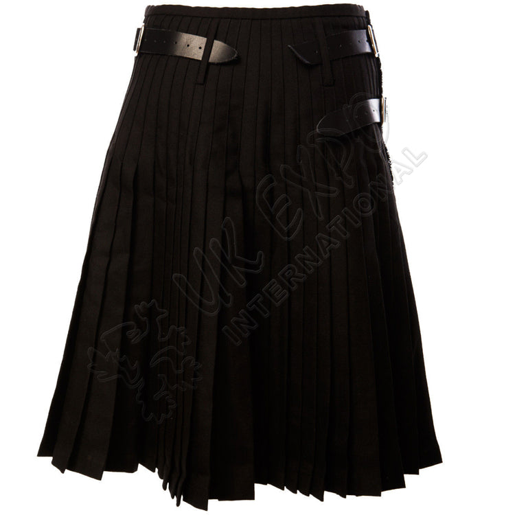 Black Plain Tartan Kilt