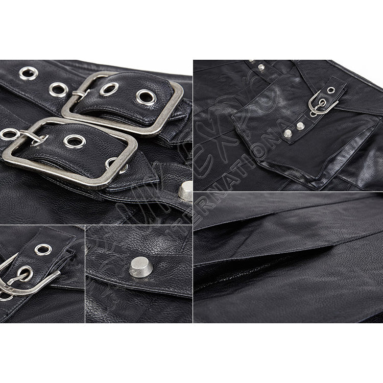Dominated Style Leather Utility Kilt