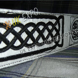 White Color Belt With Black Hand Embroidery And Black Backing