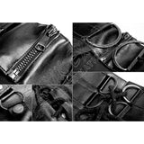 Black PU Leather Domineer Long Utility Kilt